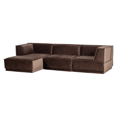 MANU CHAISE LONGUE SOFA LEFT VELVET BROWN [fsc]