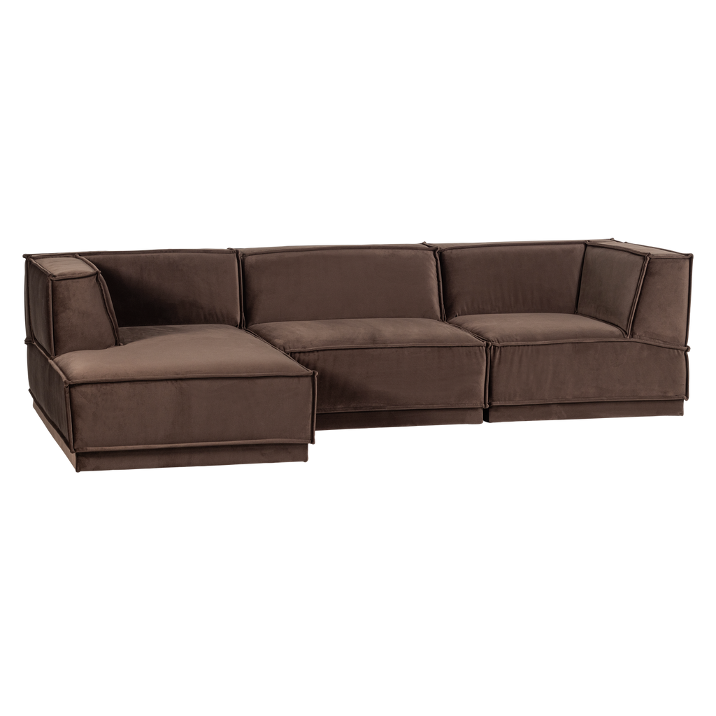MANU CHAISE LONGUE SOFA LEFT VELVET BROWN [fsc]