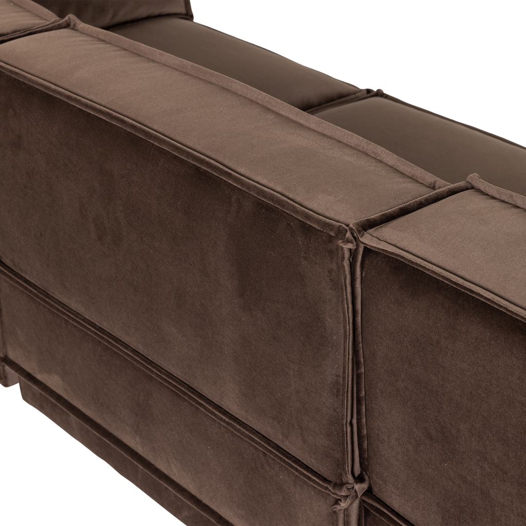 MANU CHAISE LONGUE SOFA LEFT VELVET BROWN [fsc]