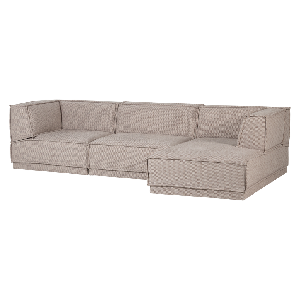 MANU CHAISE LONGUE SOFA RIGHT COARSE CHENILLE NATURAL [fsc]