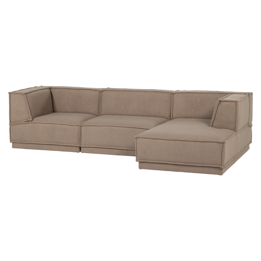 MANU CHAISE LONGUE SOFA RIGHT TEDDY TAUPE [fsc]