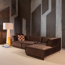 Laden Sie das Bild in den Galerie-Viewer, MANU CHAISE LONGUE SOFA RIGHTVELVET BROWN [fsc]