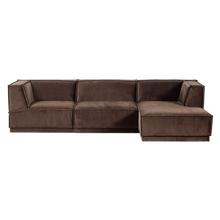 Laden Sie das Bild in den Galerie-Viewer, MANU CHAISE LONGUE SOFA RIGHTVELVET BROWN [fsc]