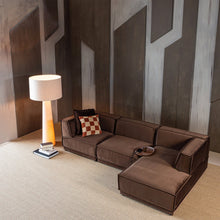 Laden Sie das Bild in den Galerie-Viewer, MANU CHAISE LONGUE SOFA RIGHTVELVET BROWN [fsc]