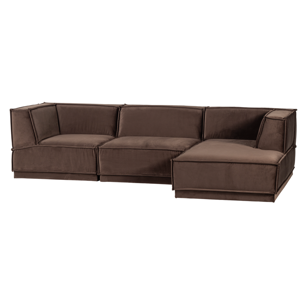 MANU CHAISE LONGUE SOFA RIGHTVELVET BROWN [fsc]