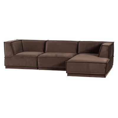 MANU CHAISE LONGUE SOFA RIGHTVELVET BROWN [fsc]