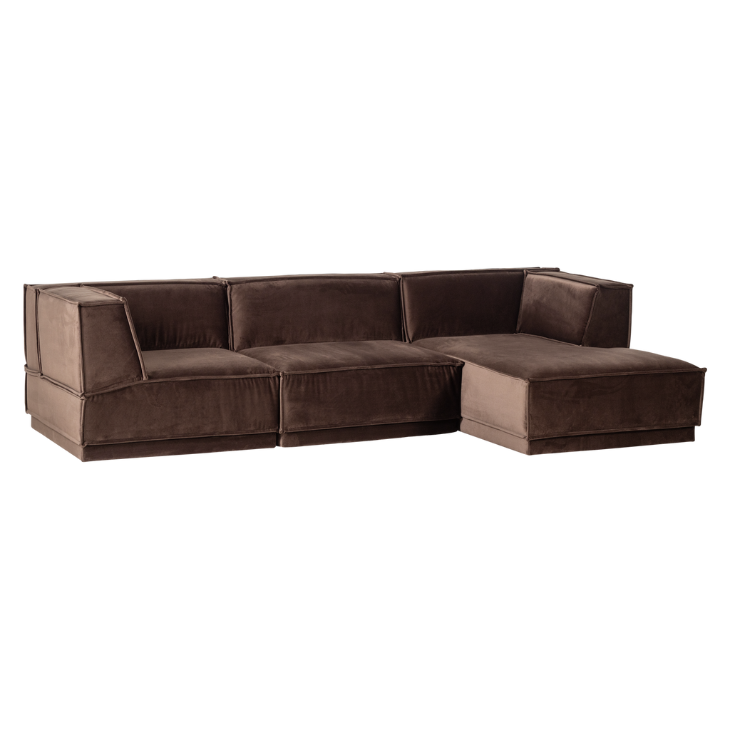 MANU CHAISE LONGUE SOFA RIGHTVELVET BROWN [fsc]