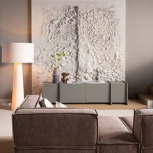 Laden Sie das Bild in den Galerie-Viewer, BROCK TV UNIT 200 CM ASH VENEER WARM GREY [fsc]