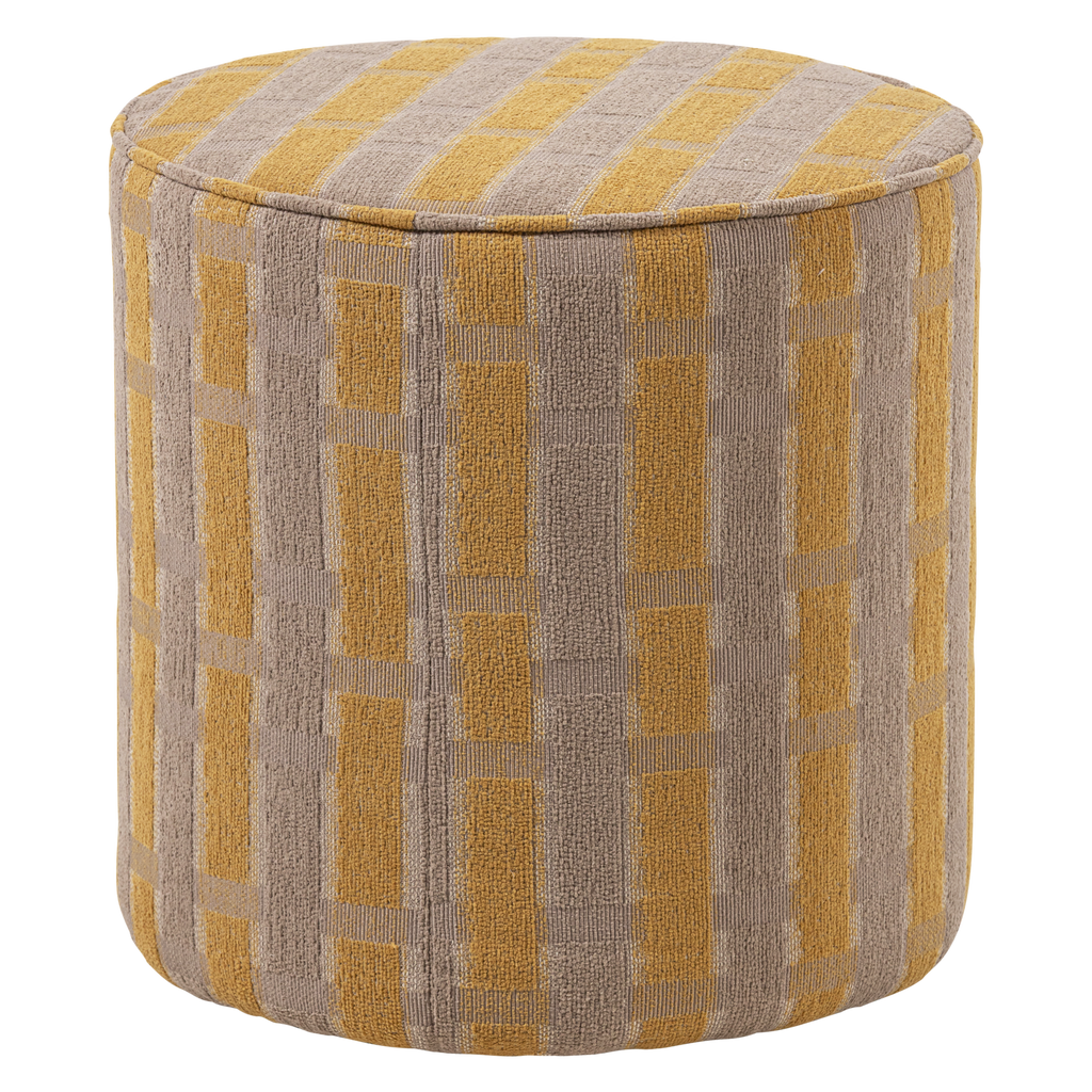 SARLI POUF HIGH CHENILLE TAUPE/YELLOW [fsc]