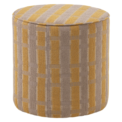 SARLI POUF HIGH CHENILLE TAUPE/YELLOW [fsc]