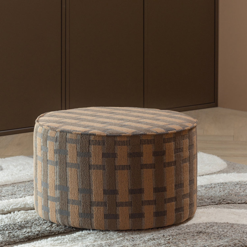 SARLI POUF LOW CHENILLE BROWN/PINK [fsc]