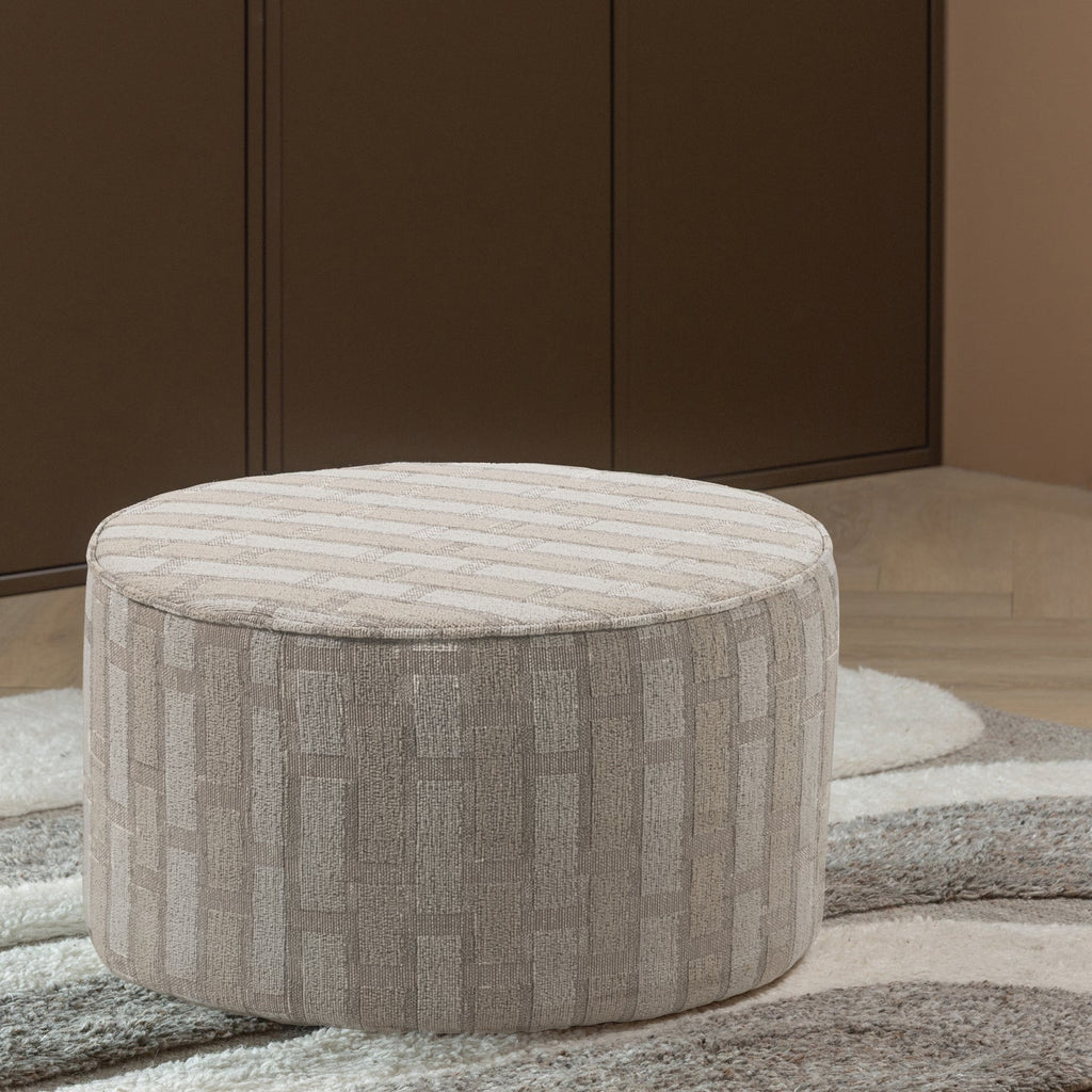 SARLI POUF LOW CHENILLE NATURAL/BEIGE [fsc]