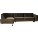 STATEMENT CORNER SOFA LEFT VELVET TAUPE