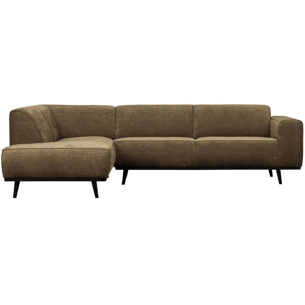 STATEMENT CORNER SOFA LEFT RIB FABRIC OLIVE GREEN