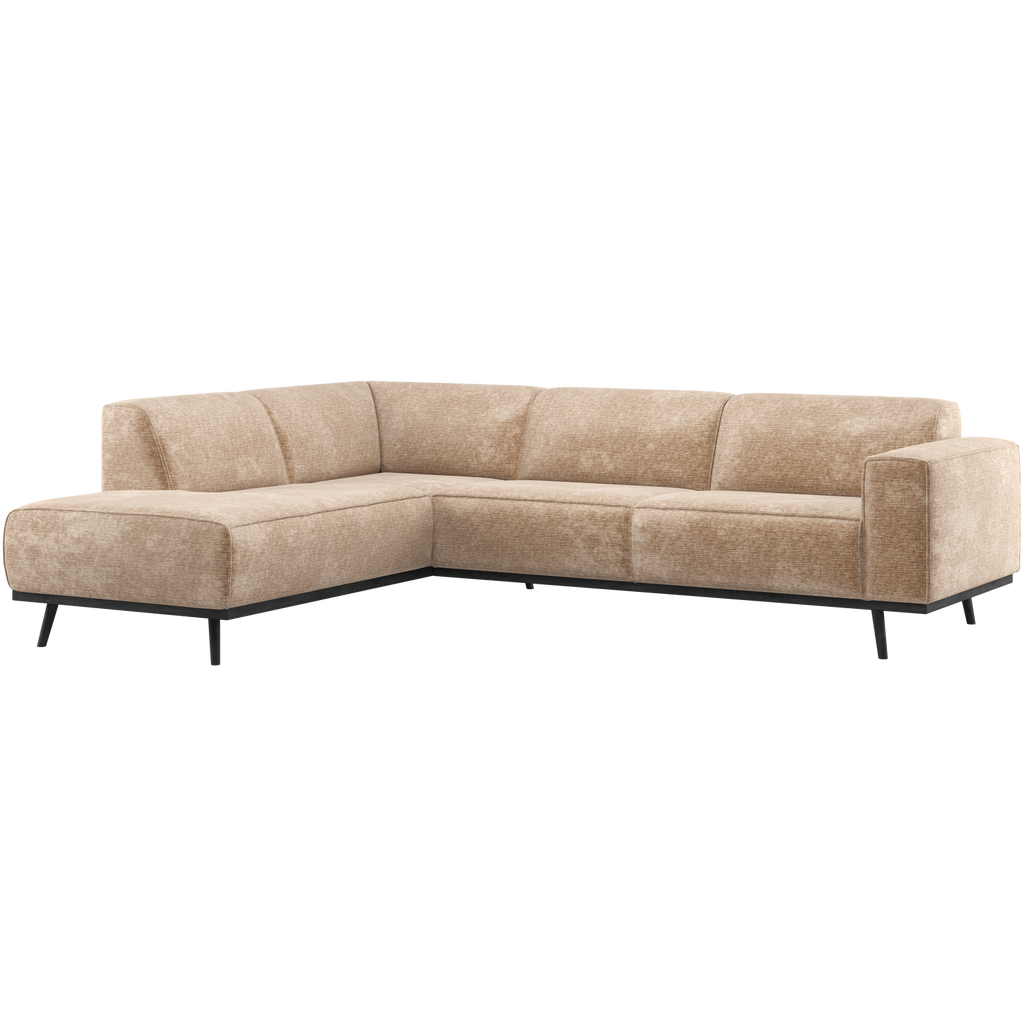STATEMENT CORNER SOFA LEFT CHENILLE VELVET PEACH PINK