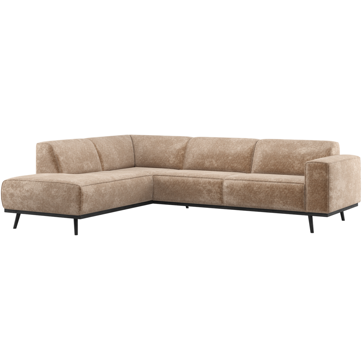STATEMENT CORNER SOFA LEFT CHENILLE VELVET TAUPE