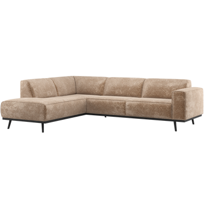 STATEMENT CORNER SOFA LEFT CHENILLE VELVET TAUPE