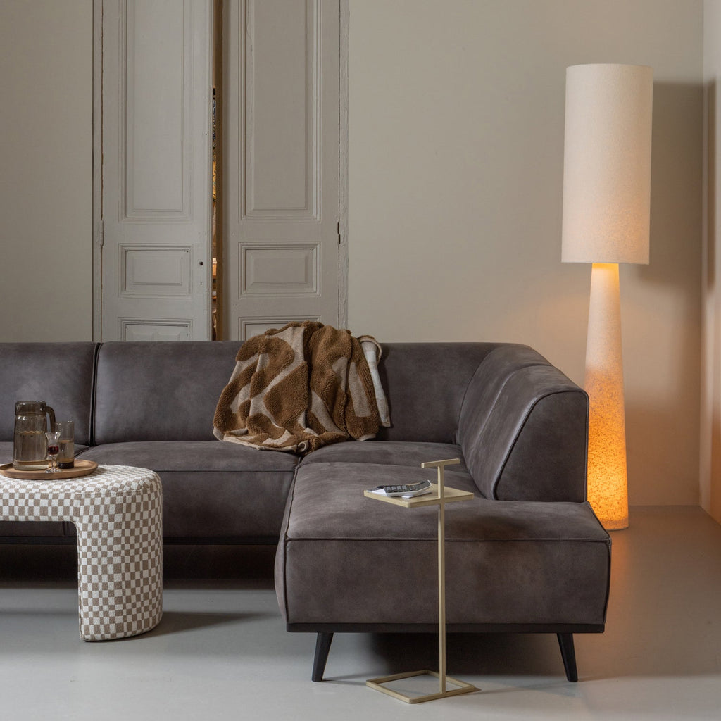 STATEMENT CORNER SOFA RIGHT ECO LEATHER DARK GREY