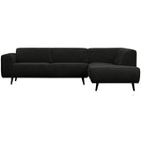 STATEMENT CORNER SOFA RIGHT RIB FABRIC GRAPHITE GREY