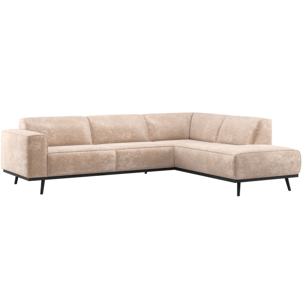 STATEMENT CORNER SOFA RIGHT CHENILLE VELVET NATURAL