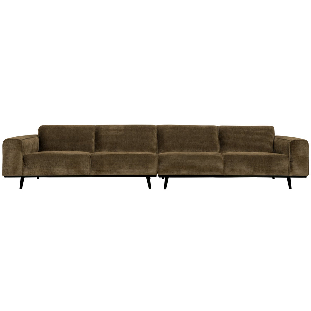 STATEMENT 4-SEATER SOFA XL 372 CM RIB FABRIC OLIVE GREEN