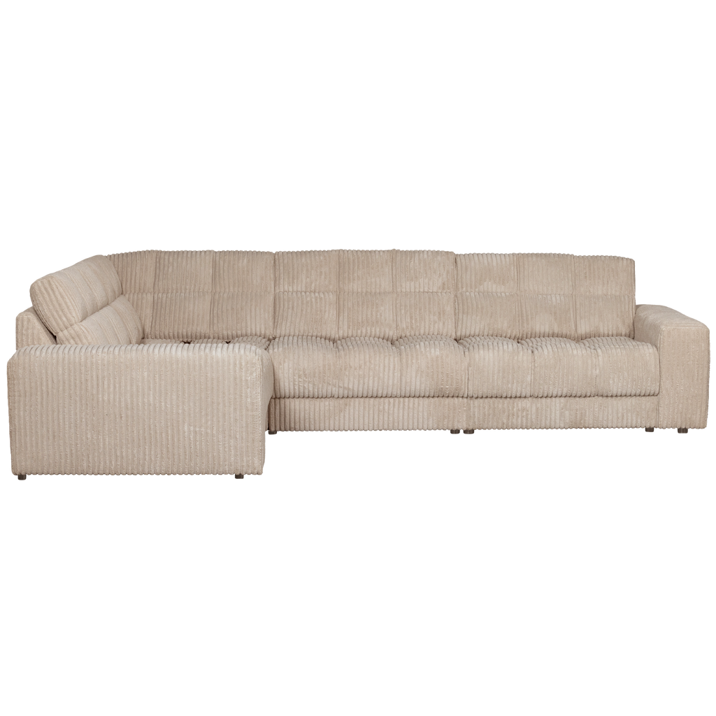 SECOND DATE CORNER SOFA LEFT RIB FABRIC TRAVERTIN