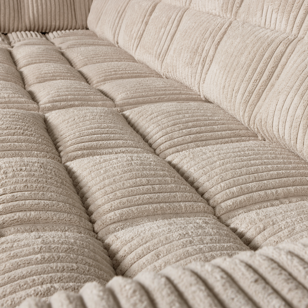 SECOND DATE CORNER SOFA LEFT RIB FABRIC TRAVERTIN