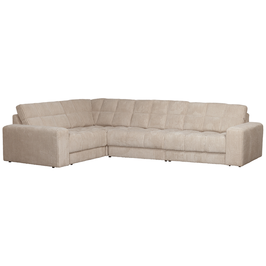 SECOND DATE CORNER SOFA LEFT RIB FABRIC TRAVERTIN