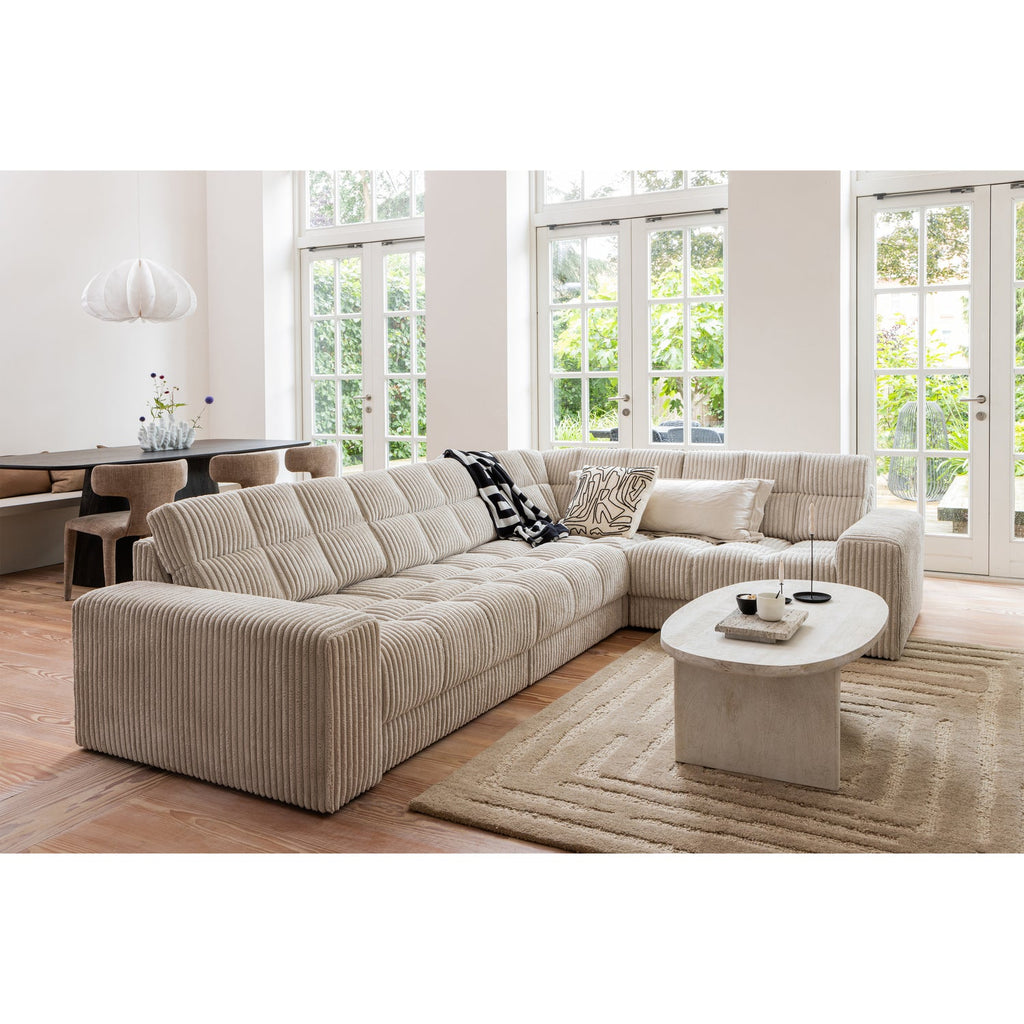 SECOND DATE CORNER SOFA RIGHT RIB FABRIC NATURAL