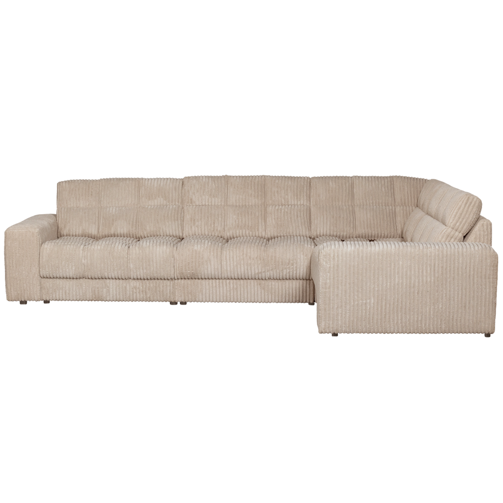 SECOND DATE CORNER SOFA RIGHT RIB FABRIC TRAVERTIN