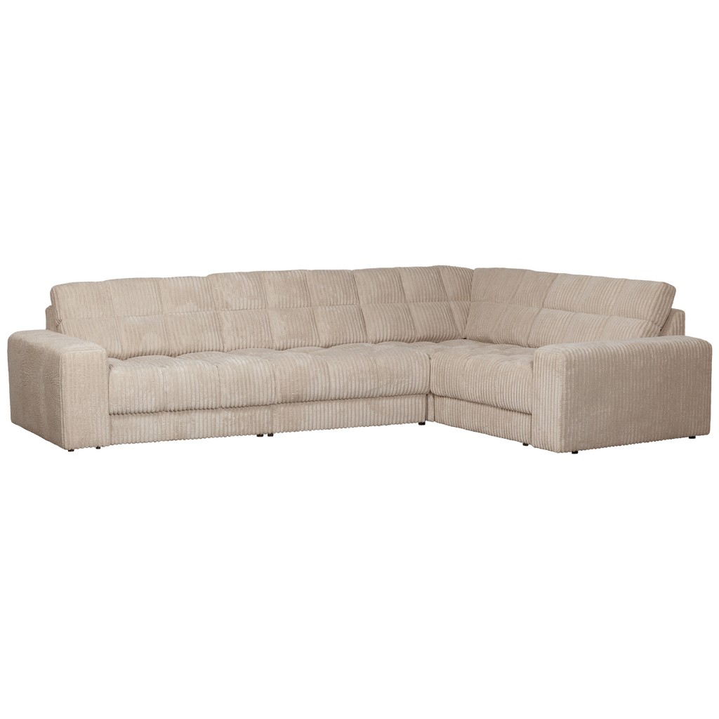 SECOND DATE CORNER SOFA RIGHT RIB FABRIC TRAVERTIN