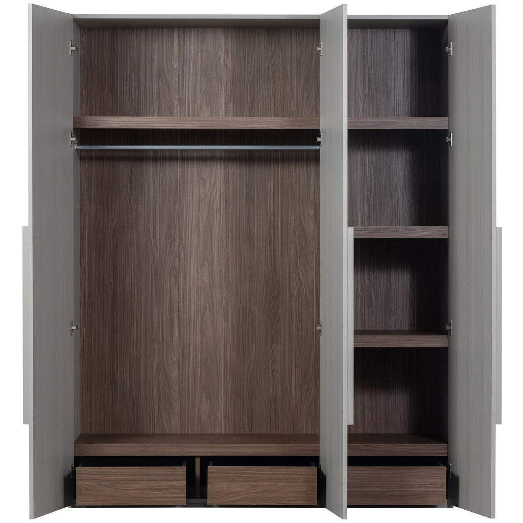 RENS 3-DOORS WARDROBE LONG HANDLE WALNUT/PEBBLE GREY [fsc]