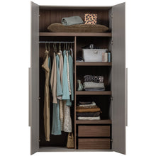 Laden Sie das Bild in den Galerie-Viewer, RENS 2-DOORS WARDROBE LONG HANDLE WALNUT/PEBBLE GREY [fsc]
