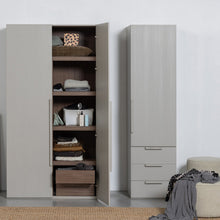 Load image into Gallery viewer, RENS 1-DOOR WARDROBE LONG HANDLE WALNUT/PEBBLE GREY [fsc]