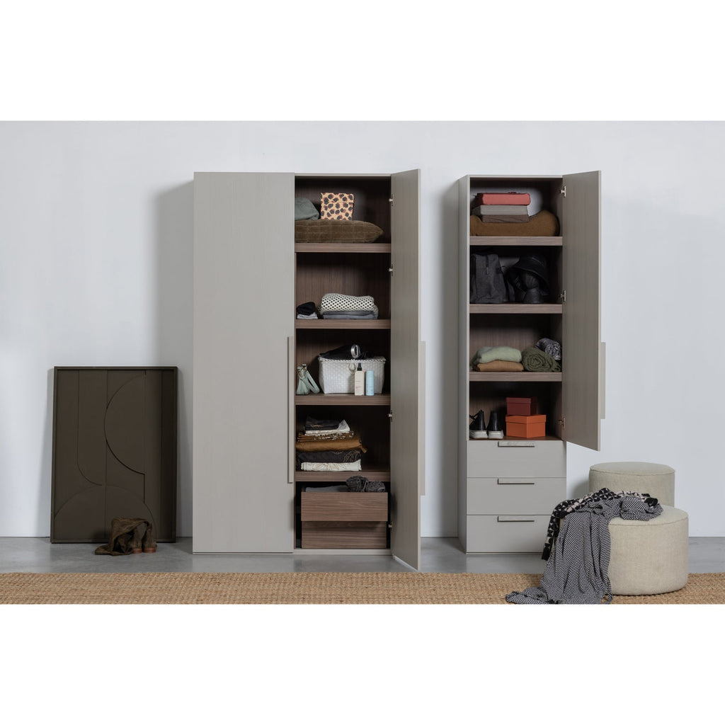 RENS 2-DOORS WARDROBE LONG HANDLE WALNUT/PEBBLE GREY [fsc]