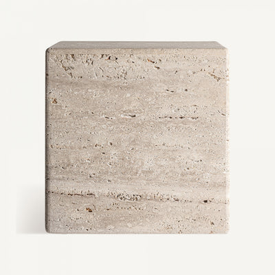 Square travertine side table