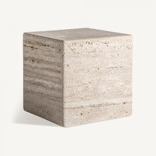 Load image into Gallery viewer, Square travertine side table