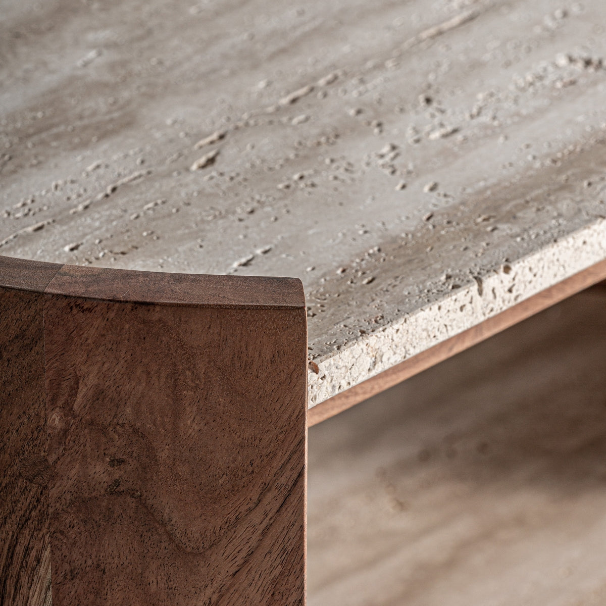 Travertine Side Table