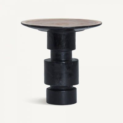Suar wood black side table