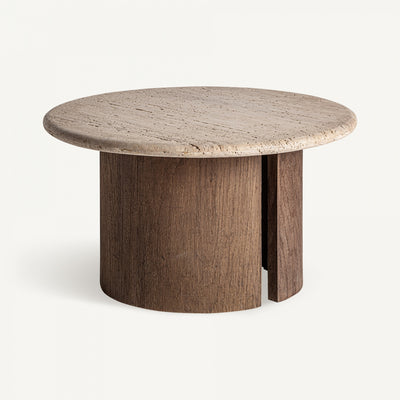 Travertine/wood coffee table