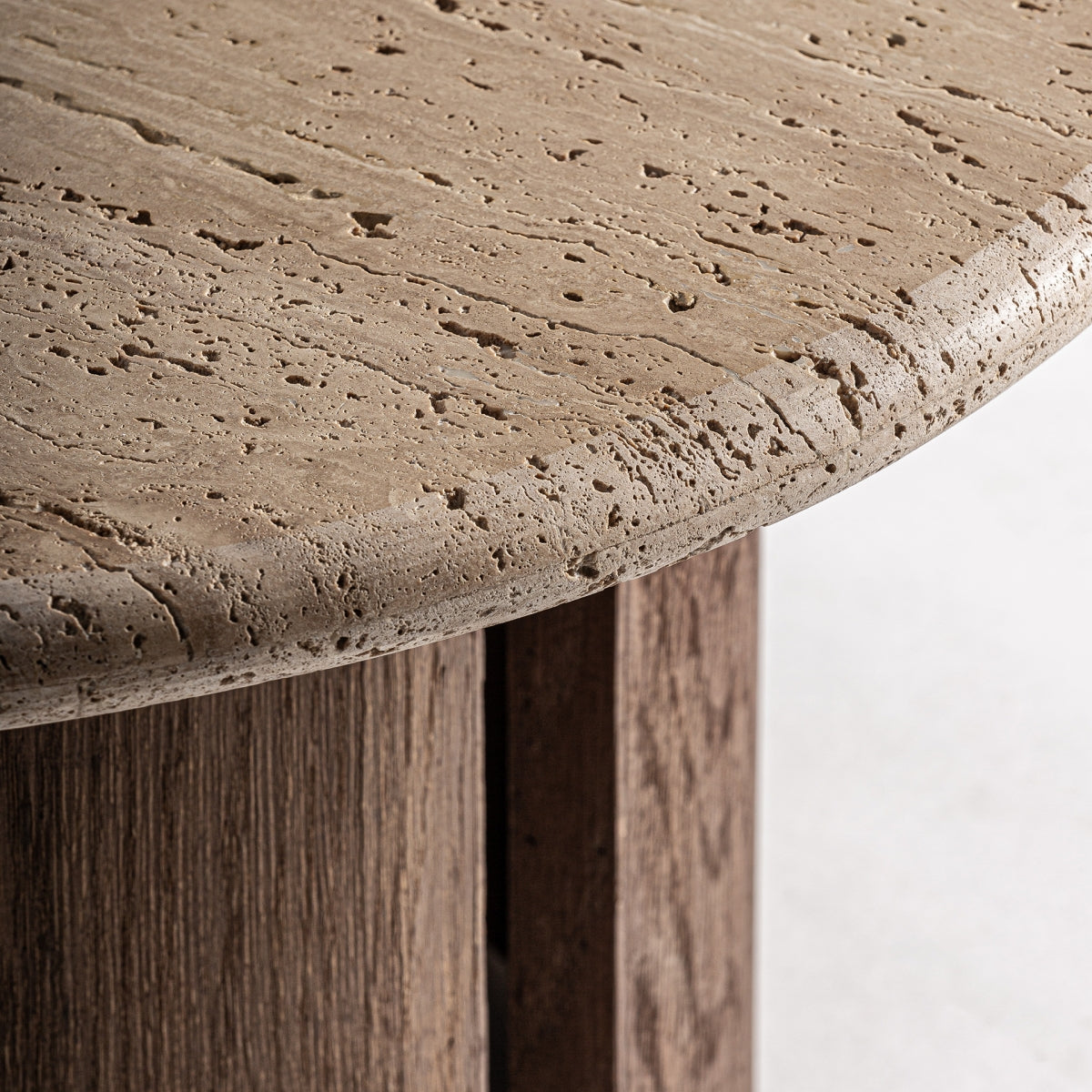 Travertine/wood coffee table