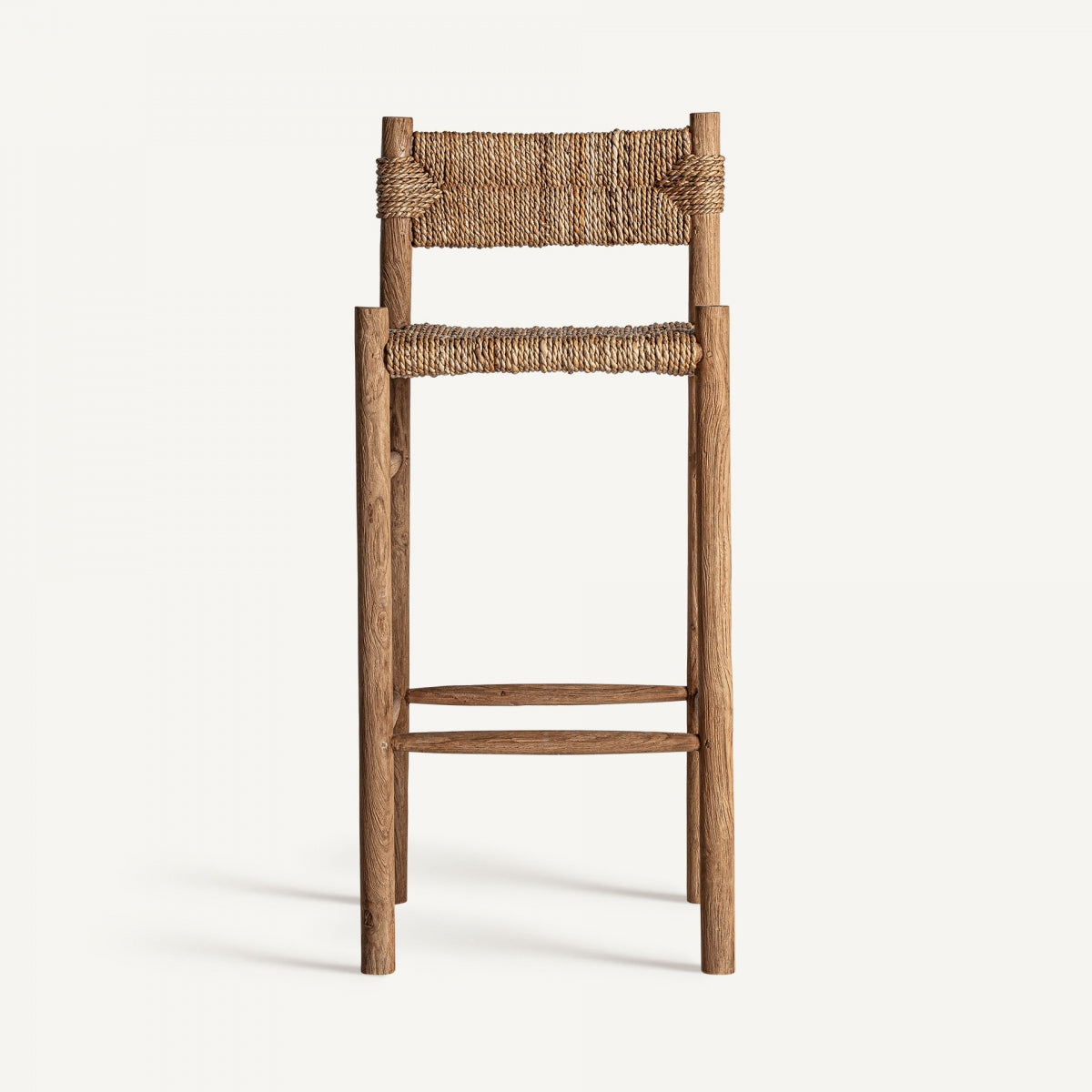 Teak and seagrass bar stool