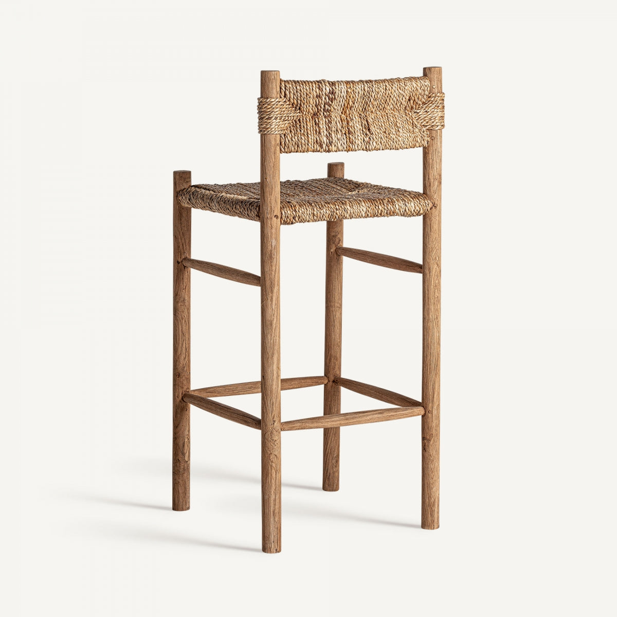 Teak and seagrass bar stool