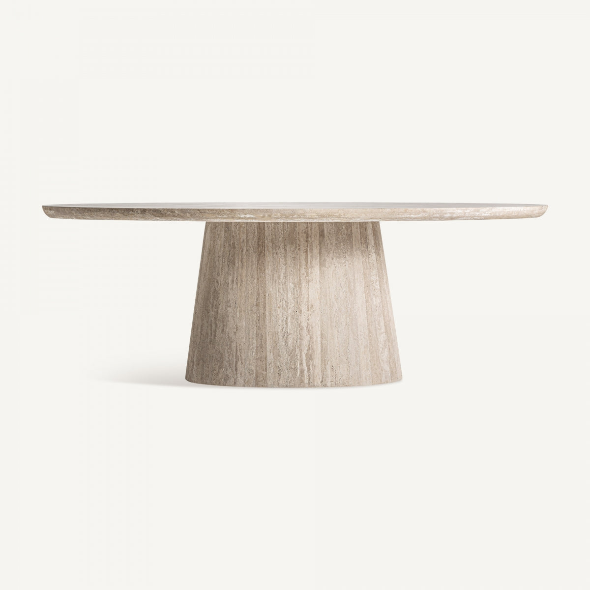 Travertine oval dining table