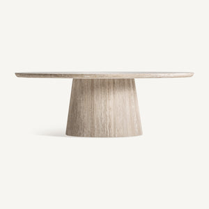 Travertine oval dining table