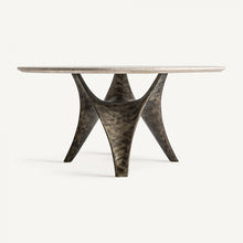 Charger l&#39;image dans la galerie, Travertine and stainless steel dining table
