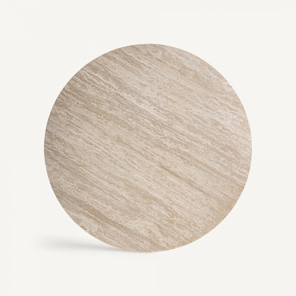 Travertine and stainless steel dining table