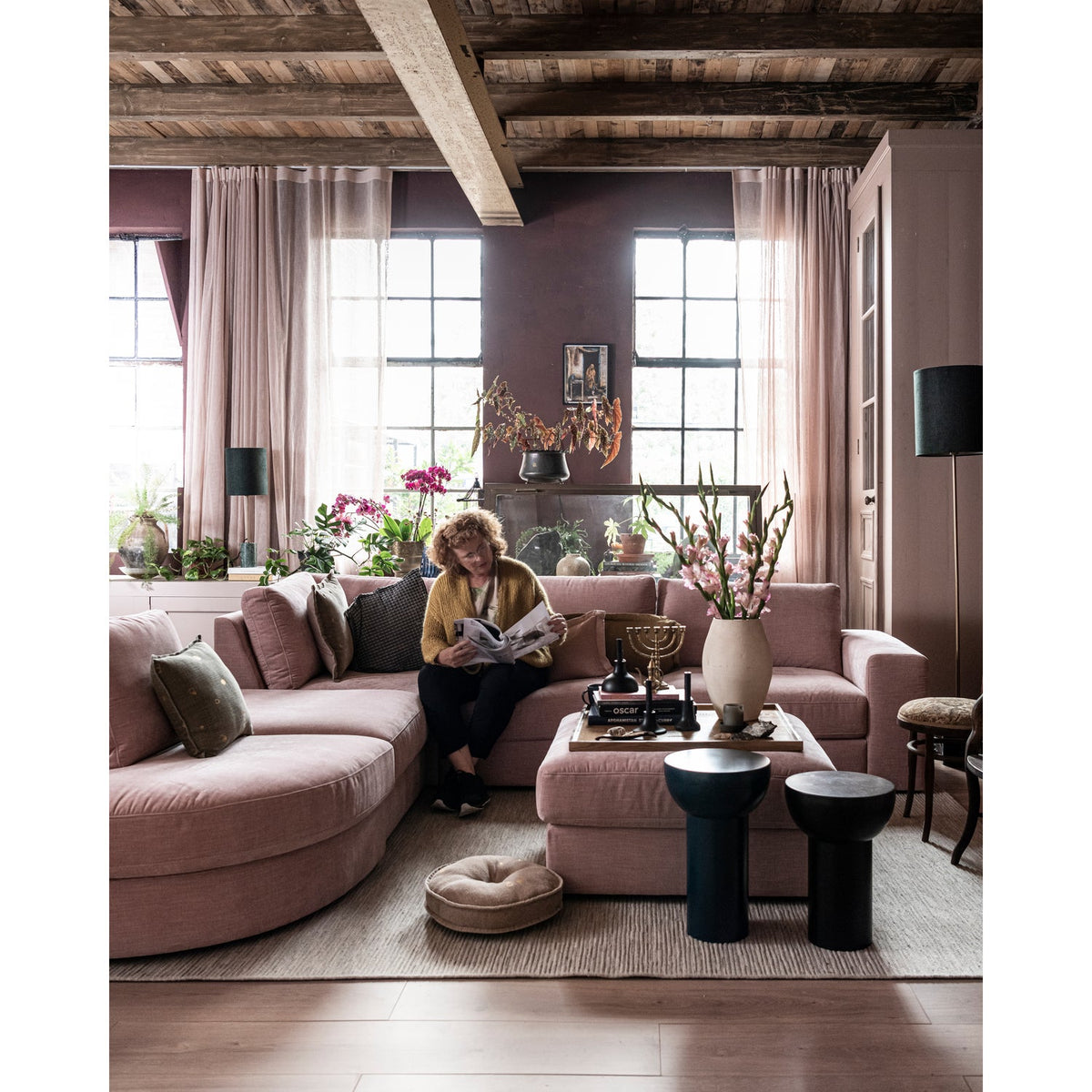 FAMILY STOOL WOVEN FABRIC PINK – BOIS BLANC HOME