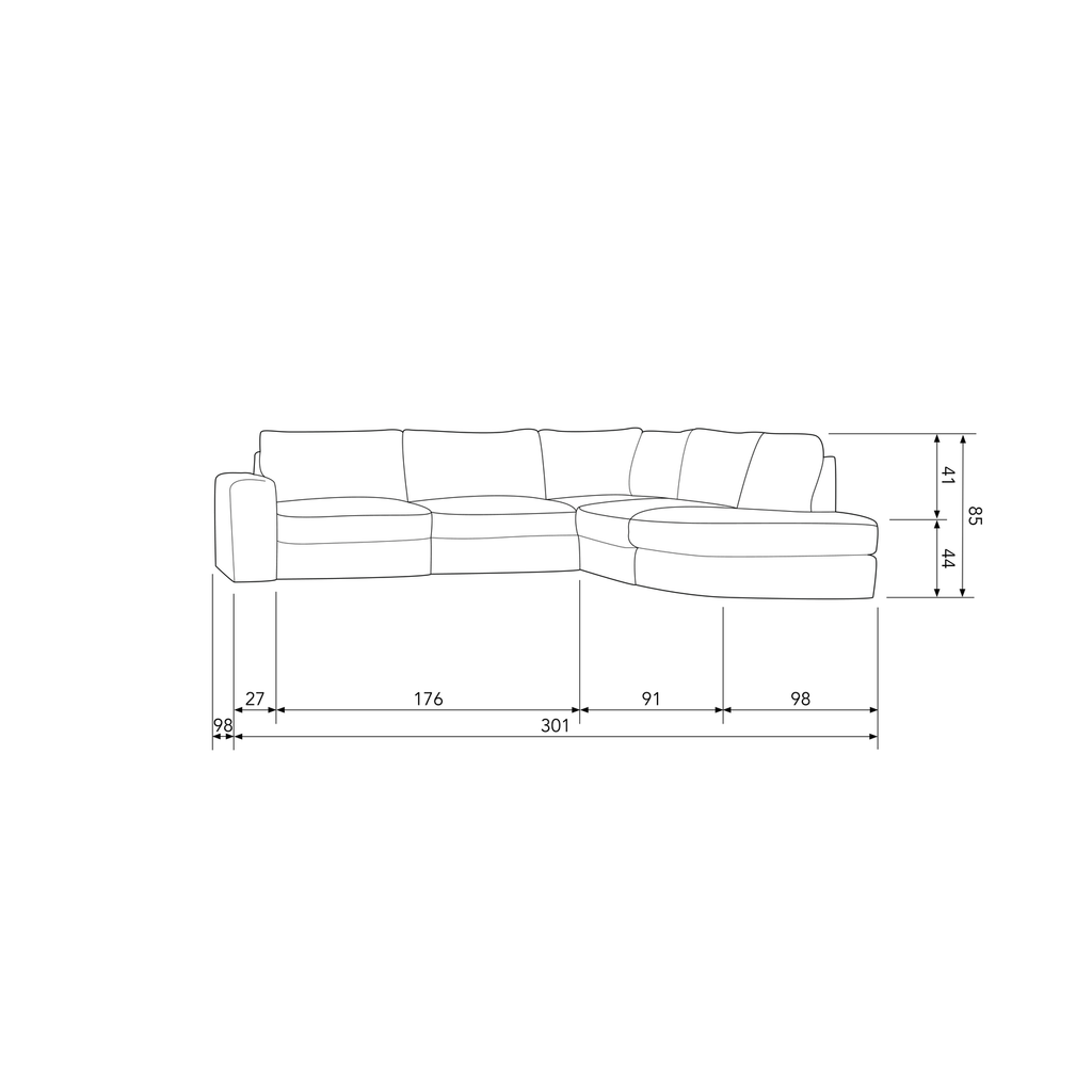 FAMILY CORNER SOFA ROUNDED RIGHT SAND