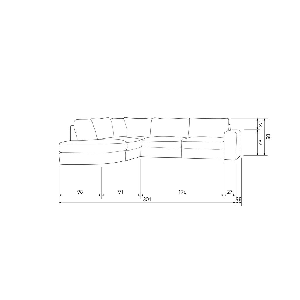 FAMILY CORNER SOFA ROUNDED LEFT PINK